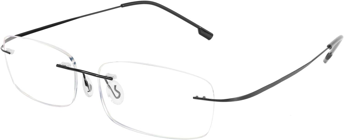 Black / 1.5 x | B08LNLT8FQ | FEISEDY Lightweight Rimless Titanium Stainless Steel Anti-Blue Light Reading Glasses B2686