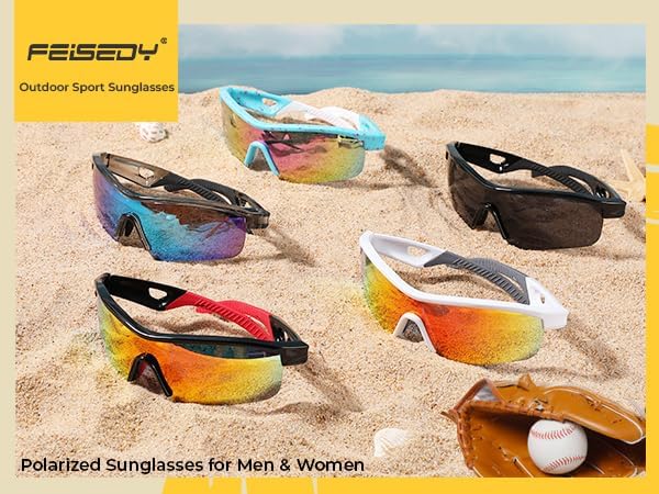 商品图片 23 | B0C7189J4Z | FEISEDY Men Sunglasses, Polarized Cycling Sunglasses, UV400 Sports Baseball Running Fishing Hiking Shades B2372
