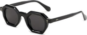 001 - Black / 50 Millimeters | B0CSK96RGS | FEISEDY Octagon Sunglasses for Women - Thick Frame Fashion Rectangle Sun Glasses - Summer UV400 Protection