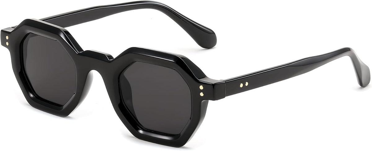 001 - Black / 50 Millimeters | B0CSK96RGS | FEISEDY Octagon Sunglasses for Women - Thick Frame Fashion Rectangle Sun Glasses - Summer UV400 Protection