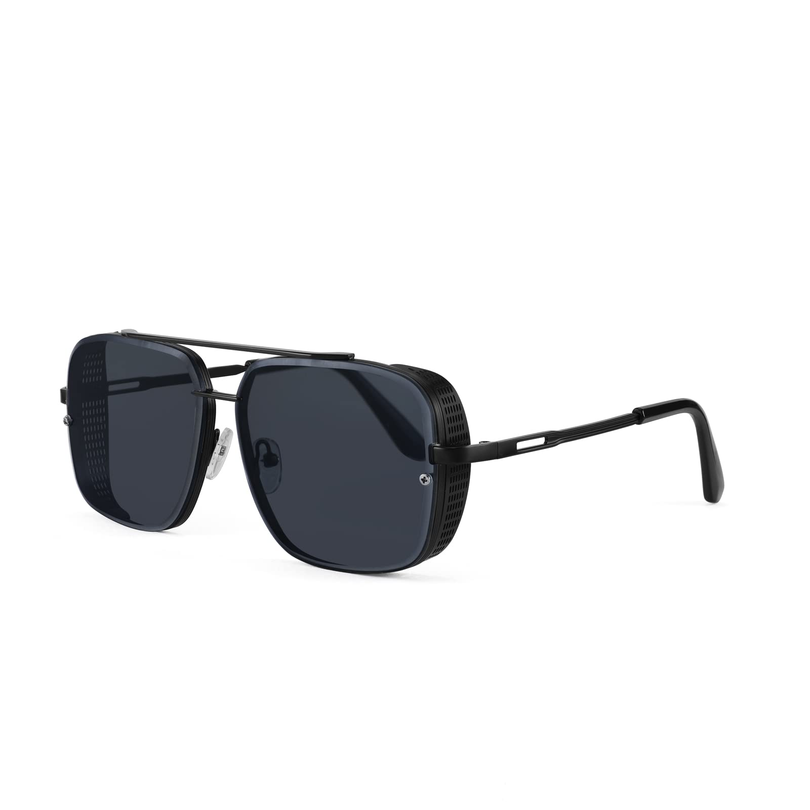 FEISEDY Sunglasses Mens Women Vintage Pilot Square Trendy Metal Steampunk Fishing Driving Sun Glasses B2894