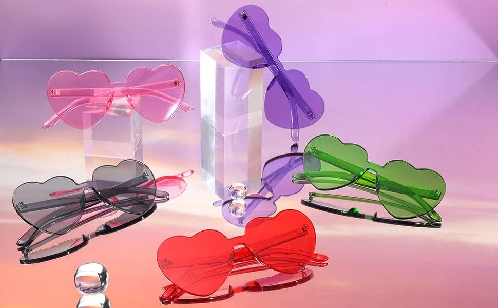 商品图片 7 | B07BLKHDRH | FEISEDY Thick Heart Sunglasses Rimless Heart Shaped Sun Glasses Women Fashion Love Glasses B2419