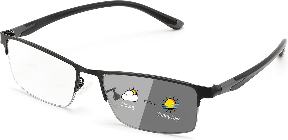 Black + Black / Rectangular / 3.0 x | B0HBWJDJX6 | FEISEDY Photochromic Reading Glasses Blue Light Blocking Readers B1662