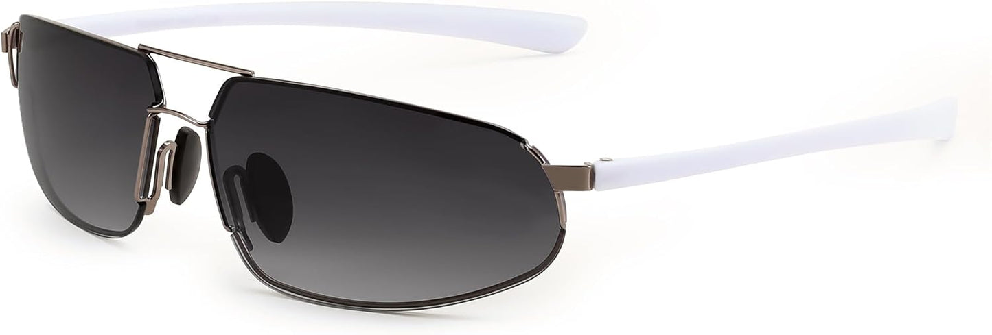 Polarized Gradient Gray Lens Gunmetal Frame 04 / 60 Millimeters | B0D22NZGV7 | FEISEDY Vintage Sunglasses Men Polarized, Aviator Metal Frame Lightweight, Driving Fishing Running B0057