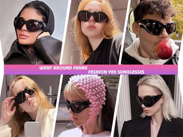 商品图片 2 | B0BQBWYZF6 | FEISEDY Trendy Y2k Sunglasses Women Men Oversized Shield Sunglasses Fashion Wrap Around Futuristic Glasses B2359