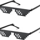 Double Row Black + Double Row Black / 67 Millimeters | B09SCJ7WFD | FEISEDY 2PACK Thug Life Sunglasses Funny Pixelated Mosaic Gamer Glasses Party Disco Cool B2876-F2