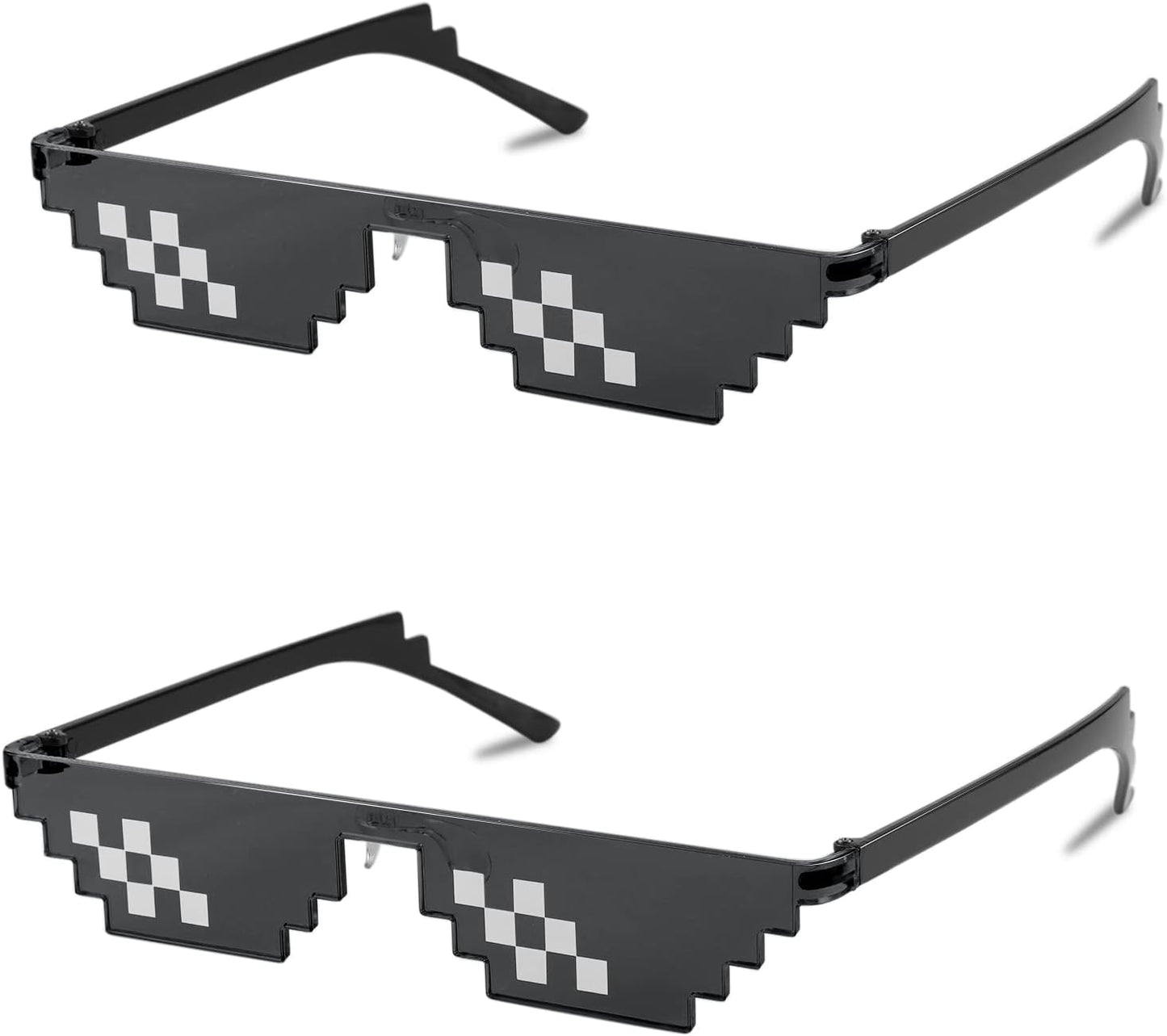 Double Row Black + Double Row Black / 67 Millimeters | B09SCJ7WFD | FEISEDY 2PACK Thug Life Sunglasses Funny Pixelated Mosaic Gamer Glasses Party Disco Cool B2876-F2