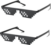 Double Row Black + Double Row Black / 67 Millimeters | B09SCJ7WFD | FEISEDY 2PACK Thug Life Sunglasses Funny Pixelated Mosaic Gamer Glasses Party Disco Cool B2876-F2