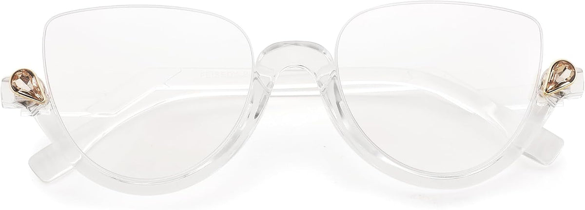 ÉÌƷͼƬ 9 | B0CJFLY9C9 | FEISEDY Reading Glasses for Women Fashion Half Frame Cat Eye Glasses Anti Glare Eyeglasses B0067