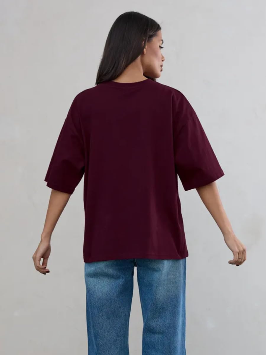 商品图片 3 | B0GZ395Q5Z | Women's Basic Oversized T-Shirt, Loose Fit Crewneck Short Sleeve Tee, Casual Solid Color Drop Shoulder Top