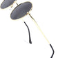006 Gold Frame Black Lenses / 47 Millimeters | B08HRSNVKF | FEISEDY Steampunk Sunglasses Retro Round Polarized Women Men Metal Glasses B2528