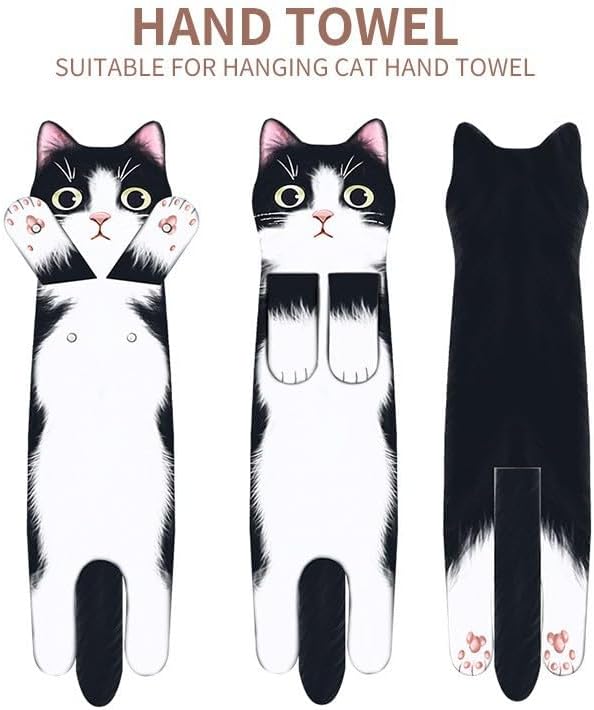 商品图片 7 | B0DWXMWN41 | Cute Cat Hand Towels for Bathroom, Kitchen, Funny Gifts for Women and Mom