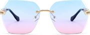 ÉÌƷͼƬ 62 | B083VRLS2Q | FEISEDY Classic Rimless Sunglasses Women Metal Frame Diamond Cutting Lens Sun Glasses B2567
