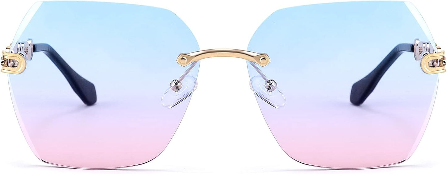 商品图片 62 | B083VRLS2Q | FEISEDY Classic Rimless Sunglasses Women Metal Frame Diamond Cutting Lens Sun Glasses B2567