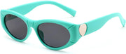 Green Frame & Grey Lens / 54 Millimeters | B0DHWWZ4RM | FEISEDY Retro Oval Sunglasses UV400 Protection Retro Y2K Sunglasses B0234