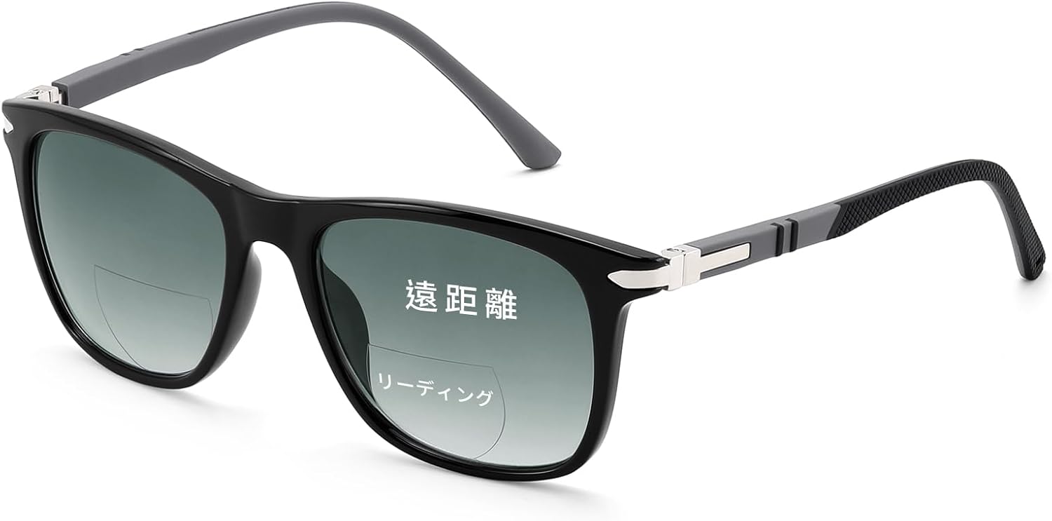グレーレンズ / 2.5 ディオプトリ | B0GXDKR4QF | [FEISEDY] 老眼鏡 メンズ おしゃれ ダブルフォーカス スポーツサングラス レディーズ ブルーライトカット グラデーションレンズ 軽量 滑り止めテンプル バネ丁番 釣り 登山 野球 ゴルフ 自転車 運転用 男女兼用 B1745