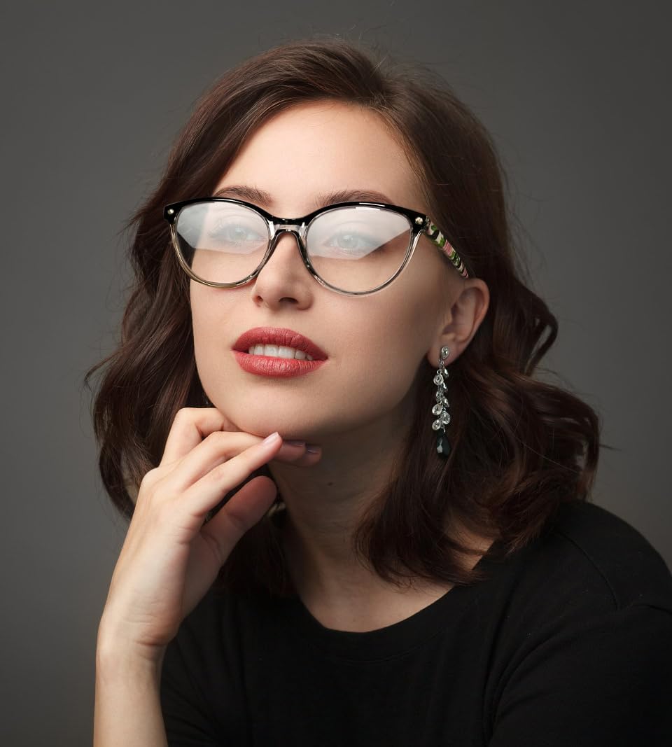 商品图片 2 | B0CHPCPR6X | FEISEDY Reading Glasses Cat Eye Blue Light Blocking Readers Anti Eyestrain with Spring Hinge B0043