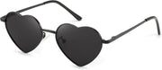 001 Black Frame/Gray Lens/Black Temples / 47 Millimeters | B0CGZ9R2N9 | FEISEDY Polarized Heart Sunglasses for Women Men, UV400 Protection B2851