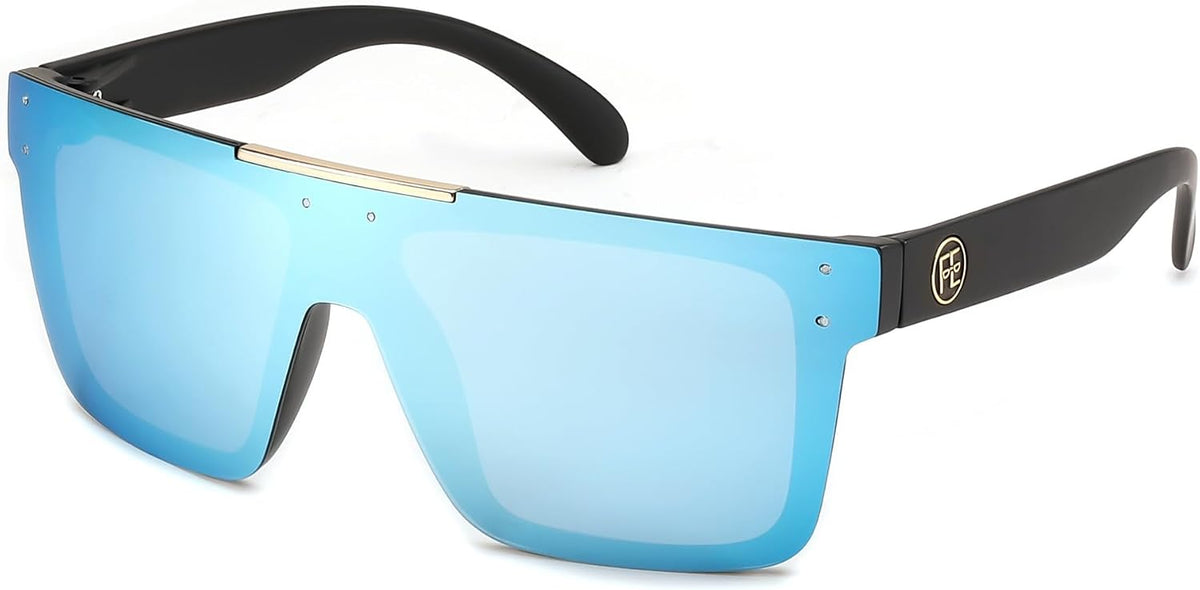 Polarized Blue Lenses With Black Temples 005 / 72 Millimeters | B0CWKTK8MV | FEISEDY Polarized Sunglasses for Men, Z87 Oversized Square Flat Top B2990