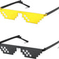 Single Row Yellow + Double Row Black / 67 Millimeters | B09SCY6B4F | FEISEDY 2PACK Thug Life Sunglasses Funny Pixelated Mosaic Gamer Glasses Party Disco Cool B2876-F2
