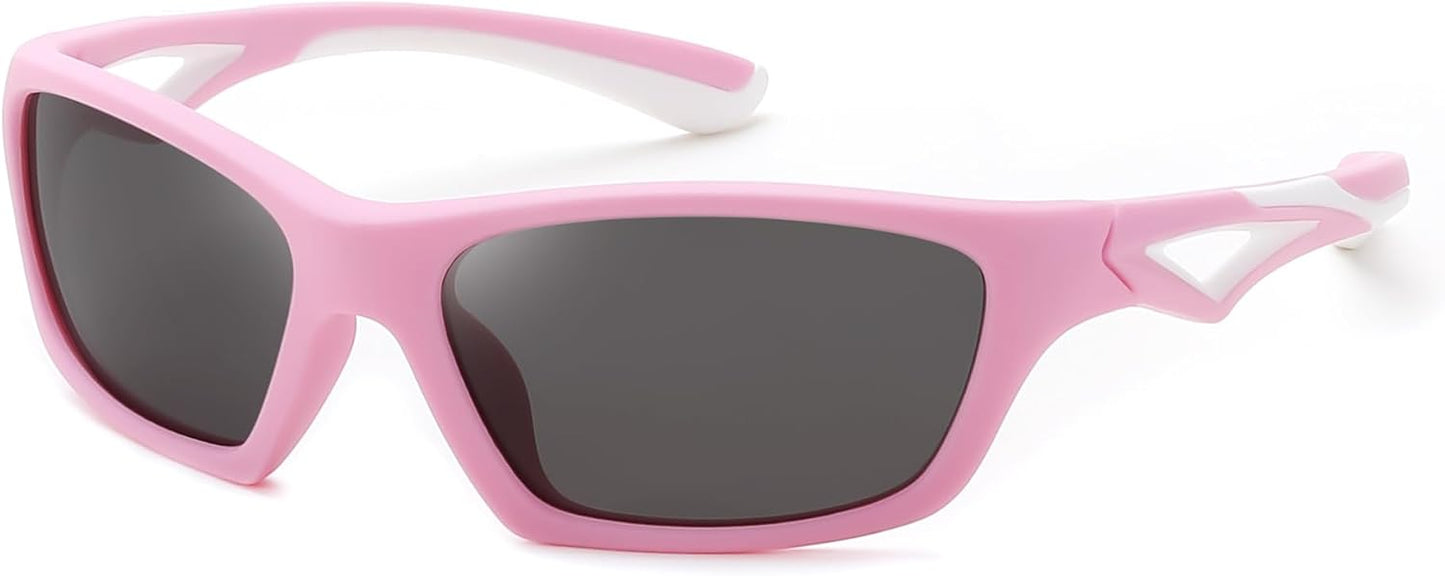 Pink Frame Grey Lens / Medium | B0D1GFWCMF | FEISEDY Kids Polarized Sunglasses TR90 Sports Cycling Glasses UV400 for Boys Girls Age 3-10 B0160