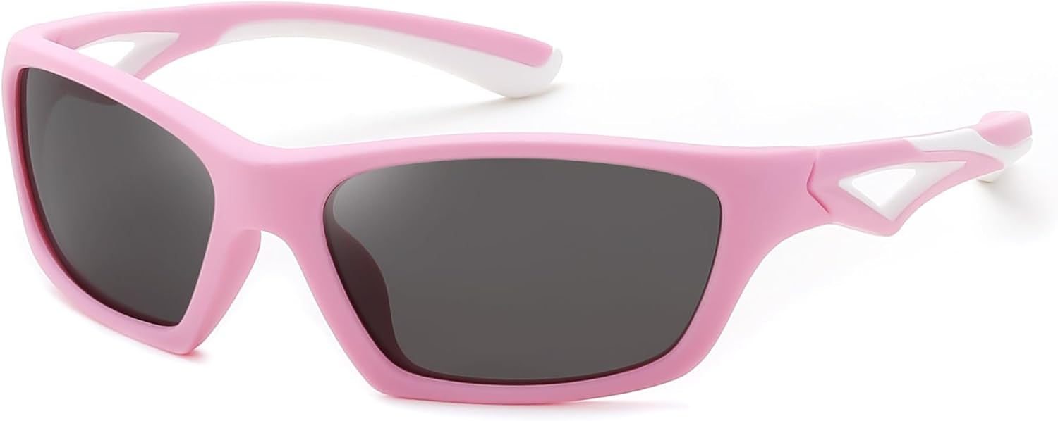 Pink Frame Grey Lens / Medium | B0D1GFWCMF | FEISEDY Kids Polarized Sunglasses TR90 Sports Cycling Glasses UV400 for Boys Girls Age 3-10 B0160