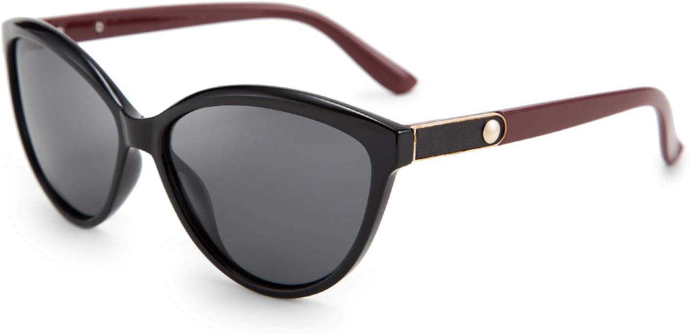 Black/Red / 58 Millimeters | B07VBZ6M6N | FEISEDY Classic Cateye Polarized Sunglasses for Women 100% UV Protection B2512