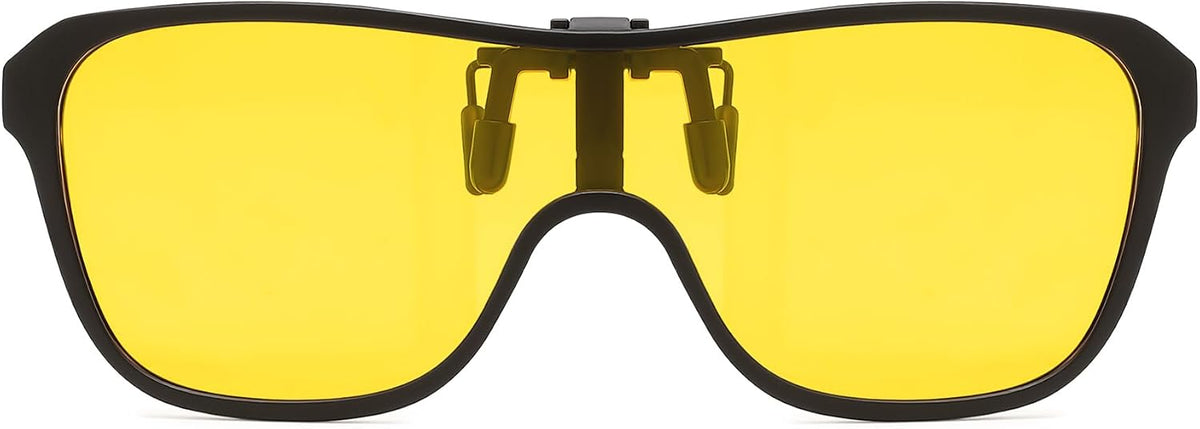 Yellow Night Vision / 65 Millimeters | B0FX3P456G | FEISEDY Polarized Clip-on Flip Up One Piece Sunglasses for Glasses TAC Lenses B0346