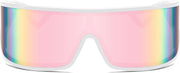 ÉÌƷͼƬ 35 | B0D3PKKSD9 | FEISEDY Trendy Futuristic Wrap Sunglasses Flat Top Mirrored One Piece Lens Reflective Sun Glasses for Women Men B0161