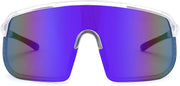 Transparent Frame Blue Mirrored Lens / Large | B0DGTRG99W | FEISEDY Sports Sunglasses for Men and Women, Large Rectangular Lens, Baseball Cycling Running Sunglasses B0243