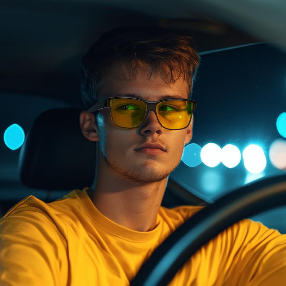 ÉÌƷͼƬ 3 | B0DJS7NVNT | FEISEDY Night Vision Driving Glasses Anti Glare Fit Over Glasses for Men Women Polarized Nighttime B0250