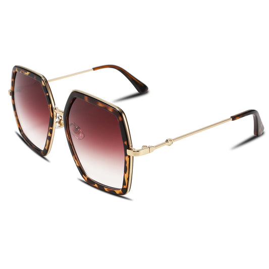 FEISEDY Women Large Hexagon Inspired Sunglasses Fashion Irregular Design Style Geometric B2503