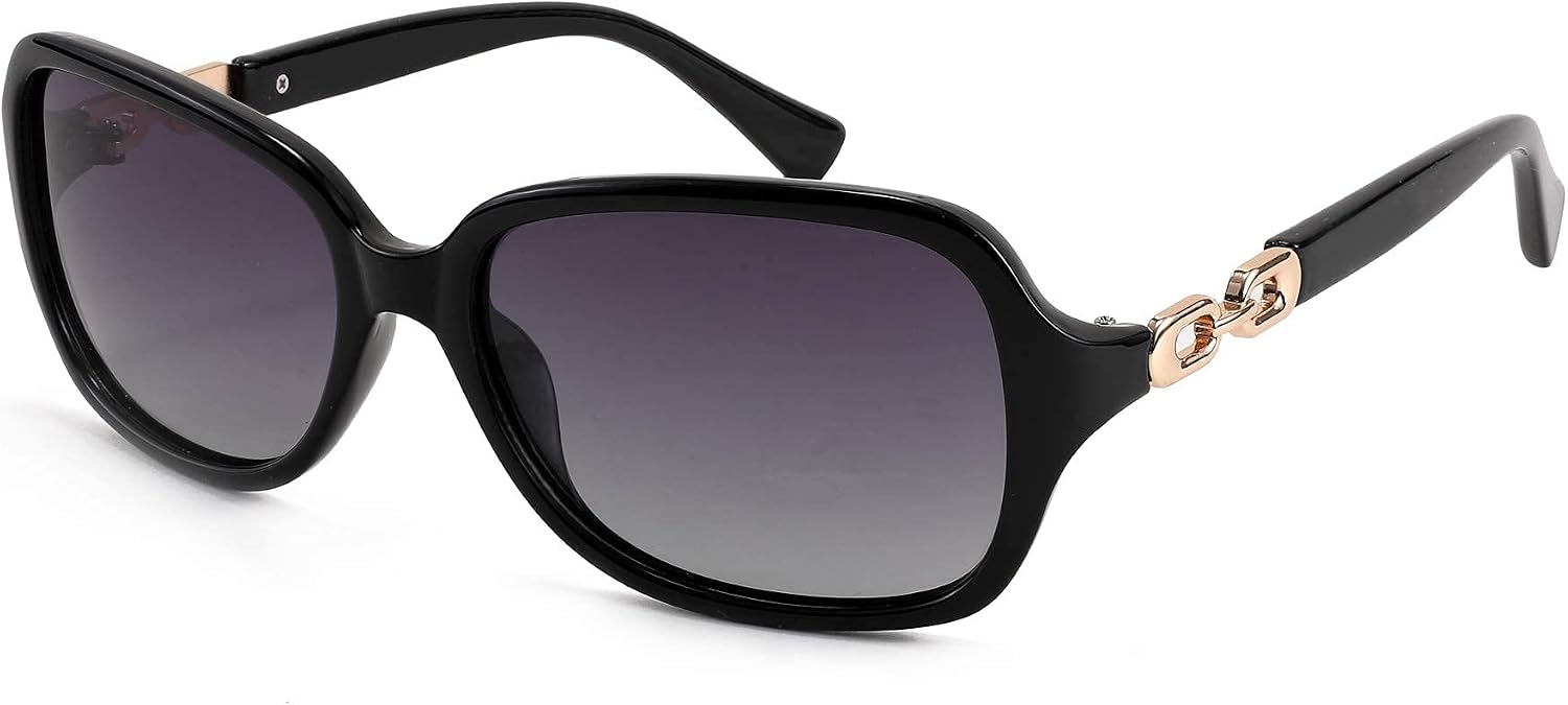 Black / 56 Millimeters | B082HCRKBF | FEISEDY Womens Polarized Sunglasses Square Wraparound Shades UV400 Mirrored Trendy Sun Glasses for Women B2526