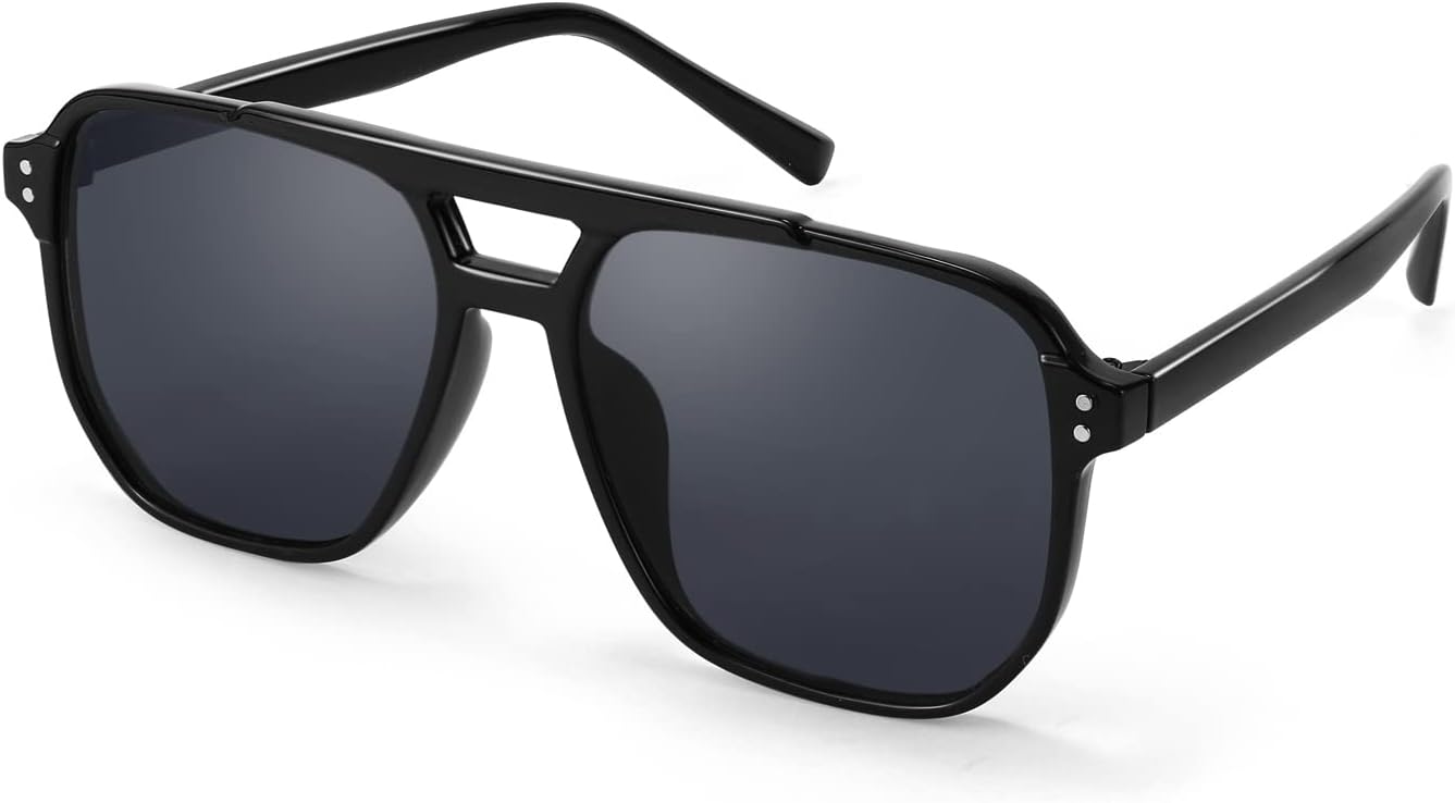 005 Black Frame/Gray Lens / 57 Millimeters | B09J8KNN64 | FEISEDY Retro Square Aviator Sunglasses Women Men 70s Vintage Trendy Plastic Frame Sun Glasses B2835