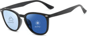 002 Black Frame/Color Changing Blue Lens / 52 Millimeters | B0D86YTQ4T | FEISEDY Retro Photochromic Classic Polarized Sunglasses for Women Men Trendy Style Vintage Sunnies B1123