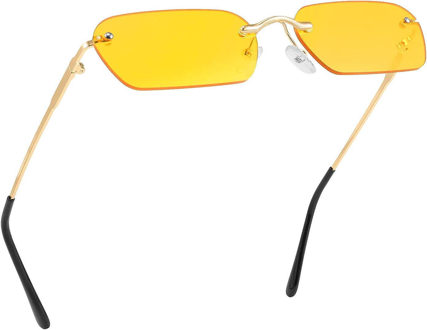Yellow / 55 Millimeters | B08FDN6CPL | FEISEDY Rimless Sunglasses Y2K Retro Small Narrow Rectangle Shades B2643