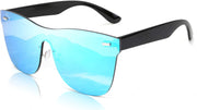 Cyan / 64 Millimeters | B08DXZRNGD | FEISEDY Mirrored Rimless Sunglasses One Piece Lens Reflective Sunglasses for Women Men B2647