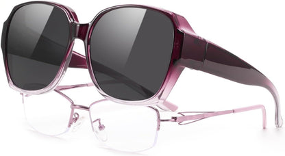 Gradient Purple Frame & Black Lens / 59 Millimeters | B0CPJ7N4HP | FEISEDY Fit Over Glasses Sunglasses Polarized for Women Sunglasses Over Prescription Glasses Oversized UV Protection B1114