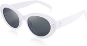 005 White | Grey Lens / 52 Millimeters | B0B2W97PGQ | FEISEDY Y2k Oval Sunglasses Womens Thick Bold Retro Clout Goggles Round Cateye Shades B2313