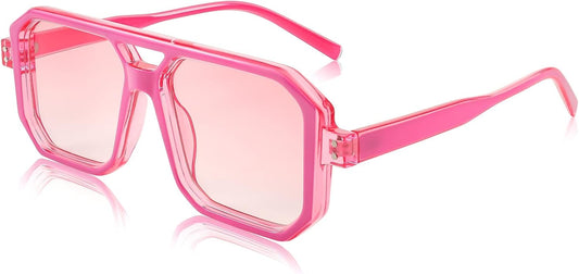 002 Pink Frame/Gradient Pink Lens / 53 Millimeters | B0B9BNZRMZ | FEISEDY Retro Aviator Square Sunglasses for Women Men UV400 B2939