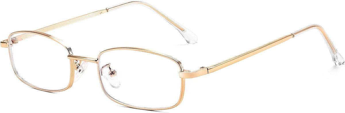 Gold / 50 Millimeters | B0DQ3B3RQP | FEISEDY Vintage Blue Light Glasses for Women Metal Y2K Rectangle Glasses Gold Silver Fake Nerd Eyewear Frame B0271
