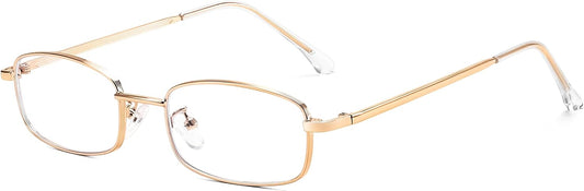 Gold / 50 Millimeters | B0DQ3B3RQP | FEISEDY Vintage Blue Light Glasses for Women Metal Y2K Rectangle Glasses Gold Silver Fake Nerd Eyewear Frame B0271