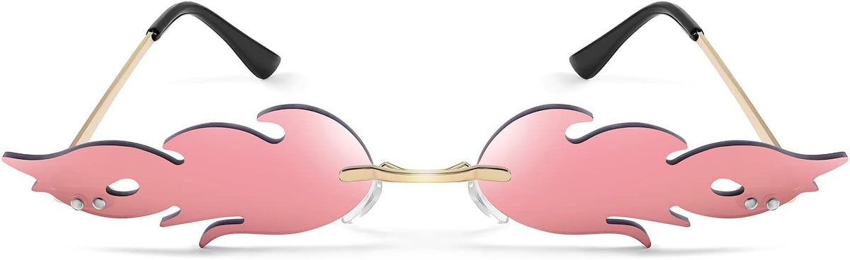 ÉÌƷͼƬ 19 | B09JK7M3SQ | FEISEDY Fire Flame Sunglasses for Women Mirror Rimless Fire Shaped Novelty Sunglasses B2839