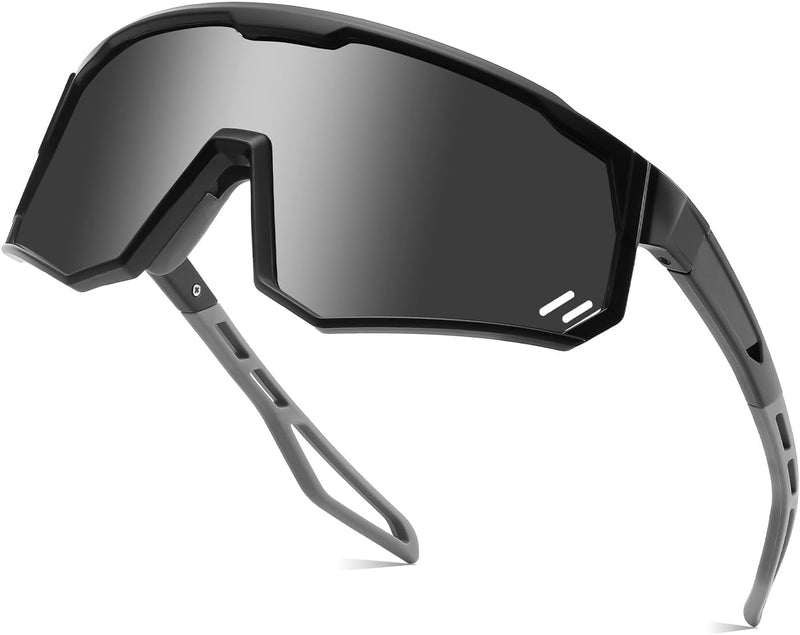 Black Frame Grey Lens / Large | B0D78XVKSX | FEISEDY Polarized Cycling Glasses Sports Sunglasses, UV400 Protection Baseball Running Glasses for Men Women Youth B0180