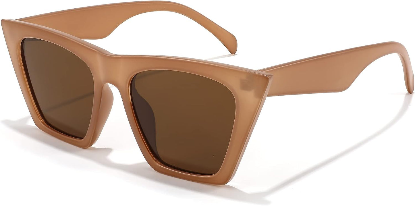 Abrazine Brown / 52 Millimeters | B0BZVBXDKY | FEISEDY Vintage Square Cat Eye Sunglasses Women Trendy Cateye Sunglasses B2473