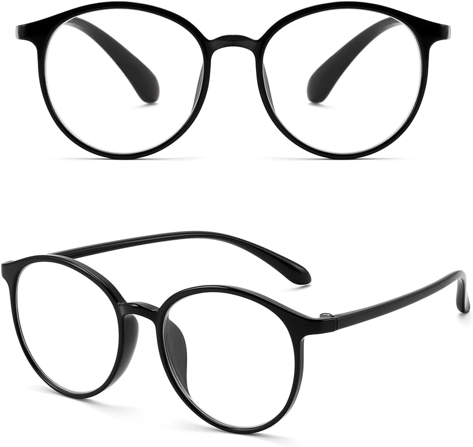 [FEISEDY] 老眼鏡 レディース おしゃれ 単焦点 リーディンググラス メンズ ブルーライトカット クリアレンズ シニアグラス TR90 丸形フルリム パソコン用 スマホ用 PC用 読書向け B1785