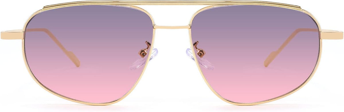 ÉÌƷͼƬ 26 | B09XDVK9DG | FEISEDY Retro Trendy Aviator Sunglasses Women Men 90s Small Vintage Glasses Stylish Gold Metal Oval Sunglasses B2906