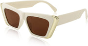 004 Beige Frame/Tea Lens / 53 Millimeters | B0BFJDK1L2 | FEISEDY Retro Sunglasses for Women Men Vintage Cat Eye Fashion Metal Square 70s Frame Classic UV Protection Sun Glasses B2966