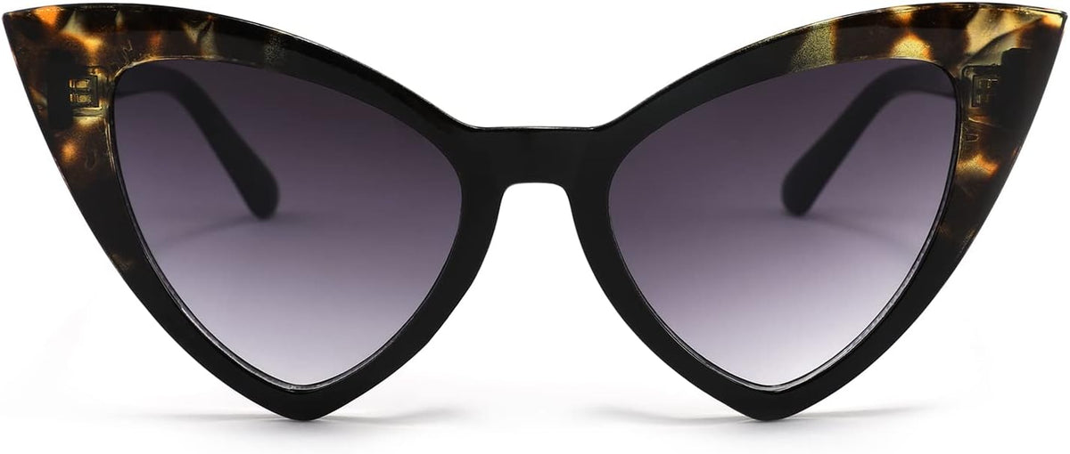 001 Black Leopard Frame/Grey Gradient Lens / 50 Millimeters | B09SPTCVBR | FEISEDY Retro Cat Eye Sunglasses for Women Fashion Vintage Cateye Sun Glasses B2235