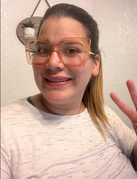 商品图片 42 | B08DF5QRXC | FEISEDY Oversized Square Blue Light Blocking Glasses Eye Strain Glare Pearl Inlay Arm Cat Eye Fashion Eyewear B2639